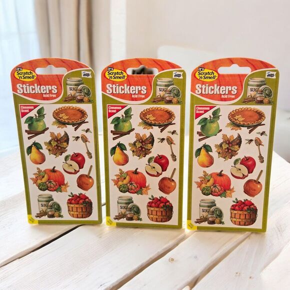 Scratch 'n Smell Stickers Vintage Mello Smello Cinnamon Scent Fall Autumn Food - Picture 1 of 7